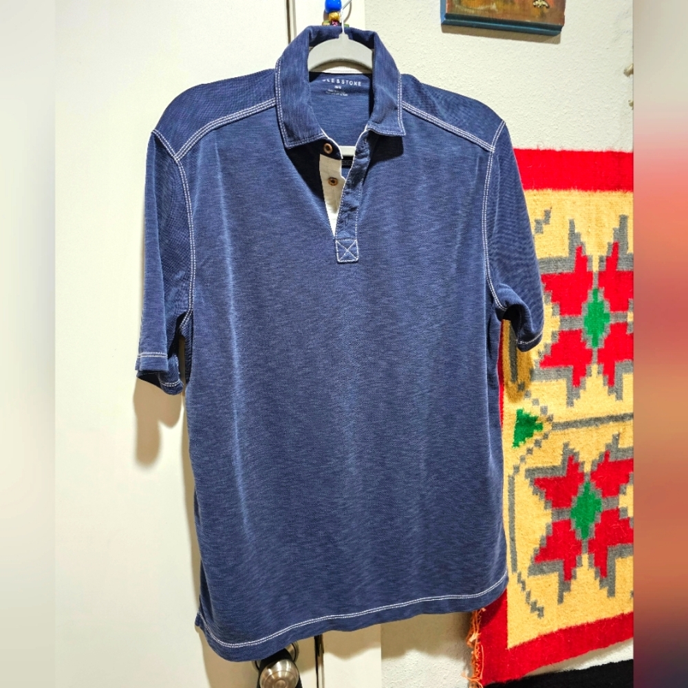 Sable and Stone knit polo shirt in denim blue M